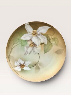 Antique Hand-Painted Floral Lily Yellow White Porcelain Plate RS Germany